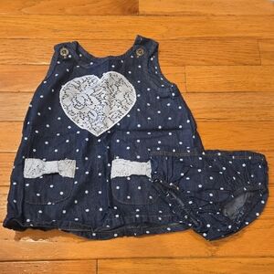 Limited Too Blue Polka Dot Dress with White Lace Heart